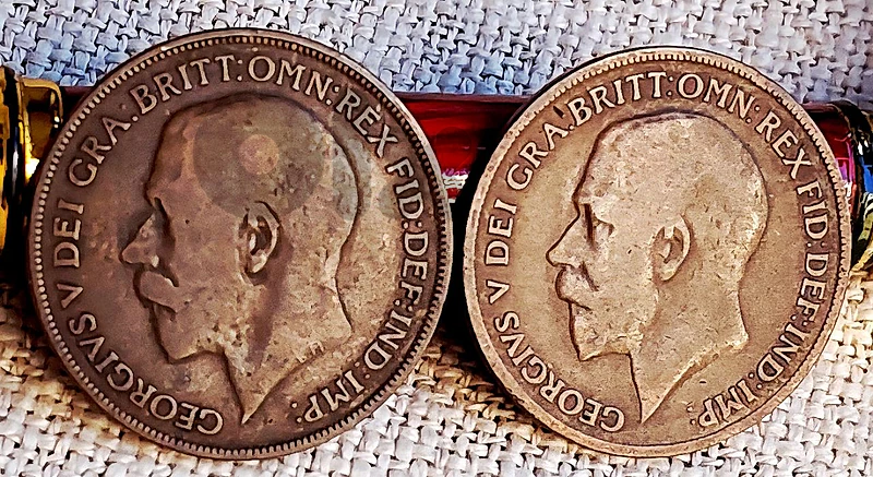 England king George V  1920 & 1921 large bronze coins