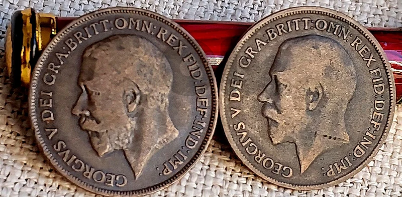 England king George V  1917 & 1918 large bronze coins
