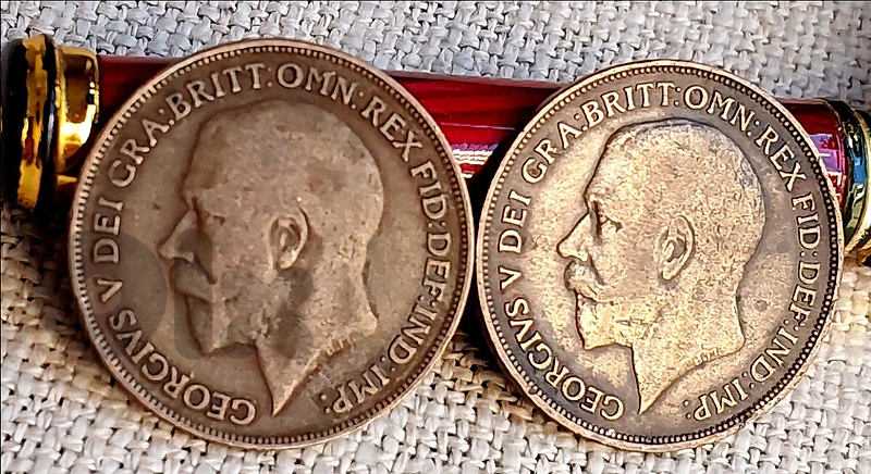 England king George V  1915 & 1916 large bronze coins