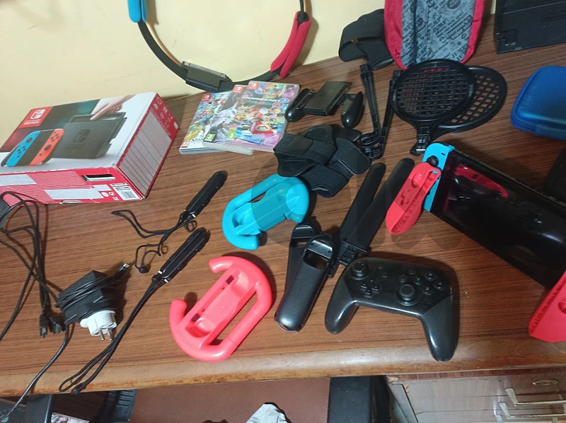 modded Nintendo switch v1 with charger pro controller accessories