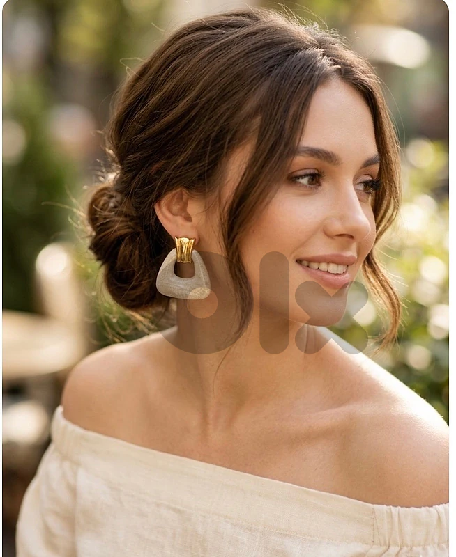 off-white and gold earrings