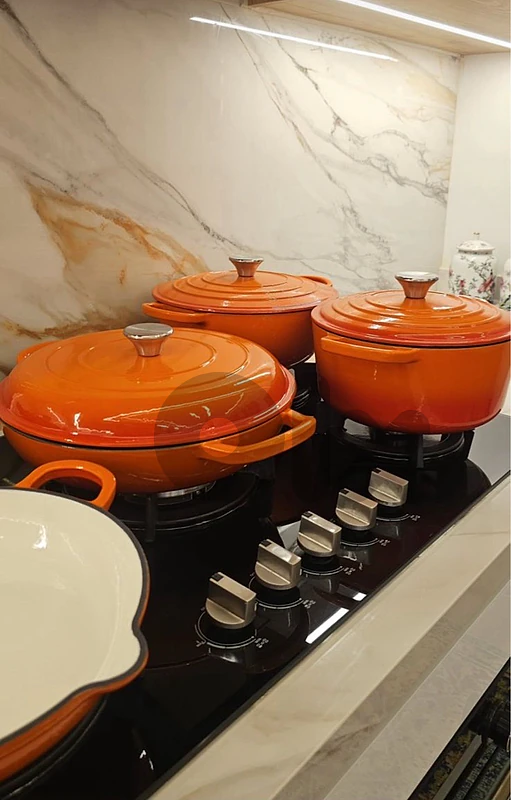 Enamled Cast Iron Cookware Set of 7 pieces ( Gray)