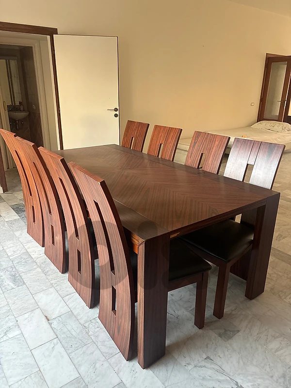 Modern Wooden Dining Table with 8 Chairs