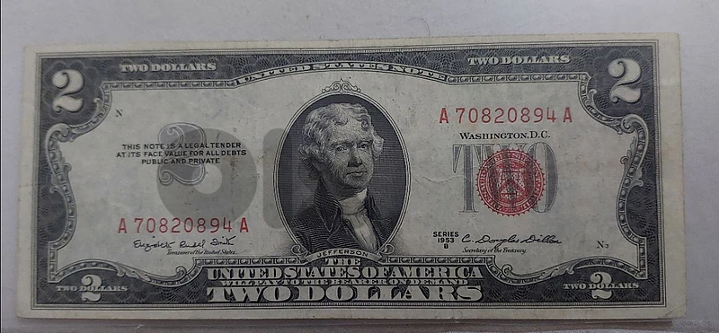 Red Seal two USA Banknote year 1953