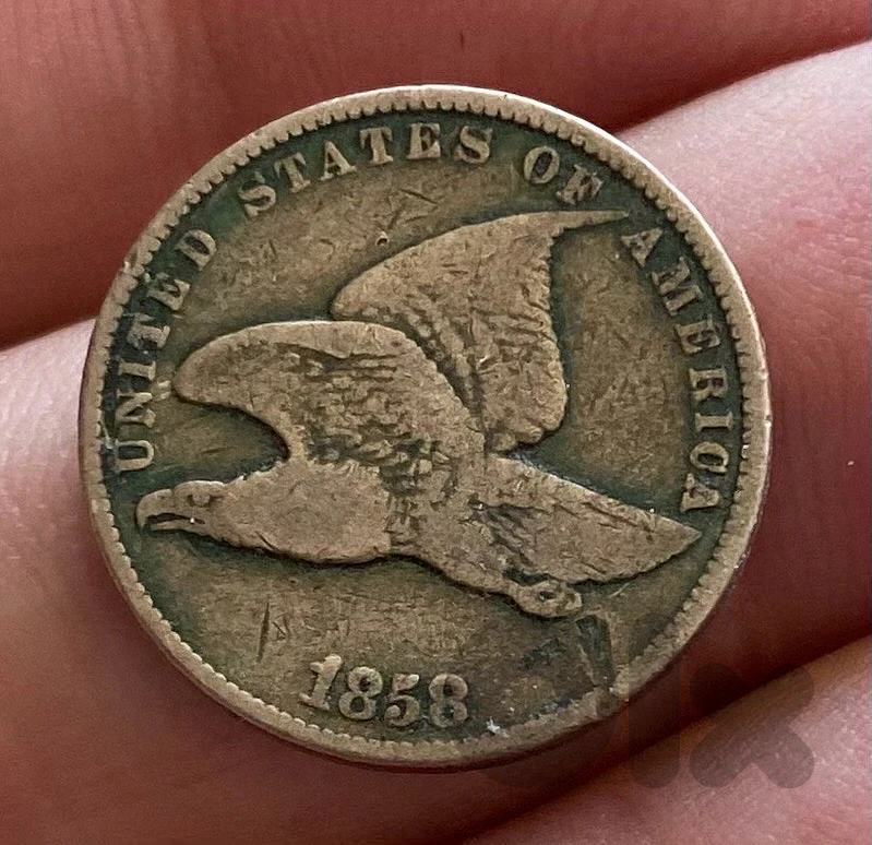 عملة واحد سنت اميركي نوادر النسر الطائر ١٨٥٨ Flying eagle cent coin