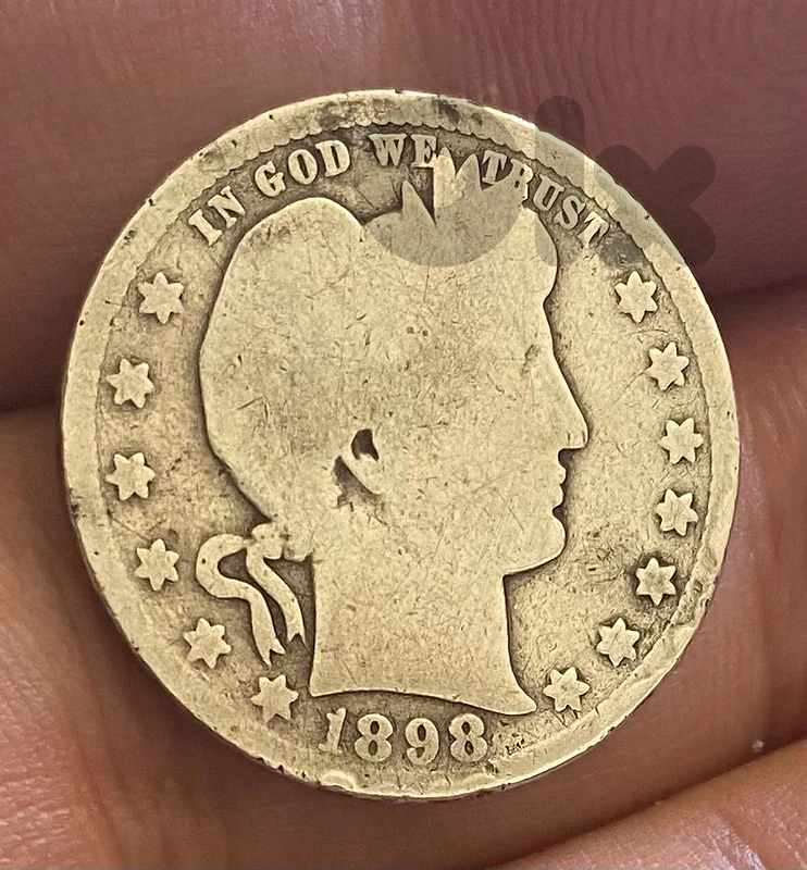 عملة ربع دولار اميركي فضة باربر ١٨٩٨ Quarter dollar 1898o barber coin
