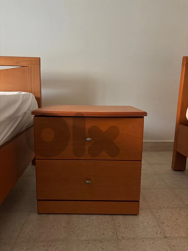 Wooden Bedside Table with 2 Drawers – $65