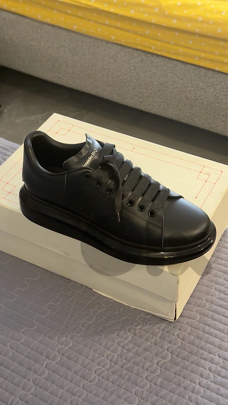 Alexander McQueen Black Oversized Leather Shoes, Shiny Soles