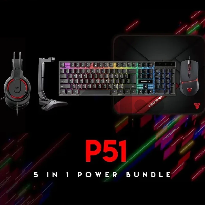 FanTech 5 in 1 Gaming Keyboard, Mouse, Headset, Mousepad, Stand FanTech 5 in 1 Gaming Keyboard, Mouse, Headset, Mousepad, Stand