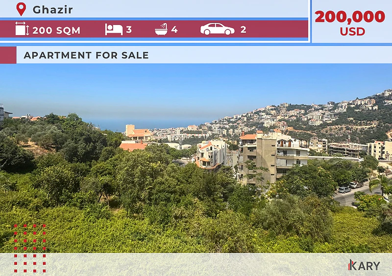 200 sqm Apartment for Sale in Ghazir - ٢٠٠ متر مربع شقة للبيع في غزير