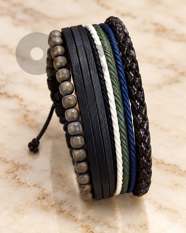 Men’s Earth-Tone Multicolor Multilayer Bracelet