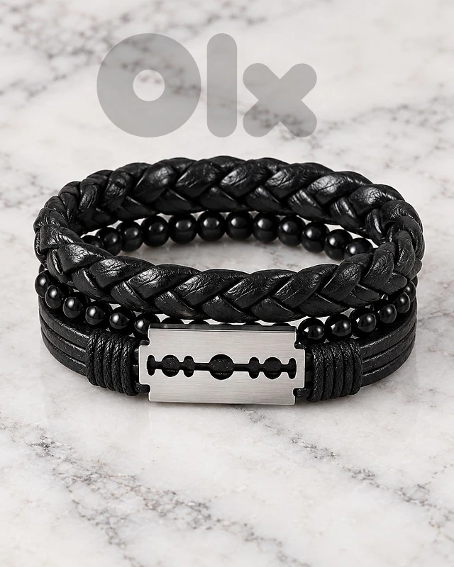 Men’s Razor Edge Black 3-Piece Bracelet Set