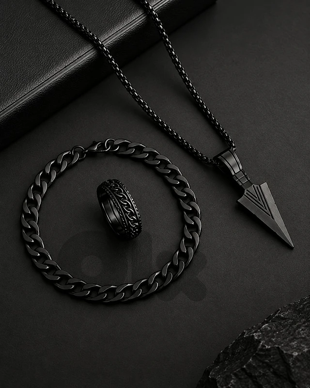 Men’s Arrowhead Necklace, Bracelet & Ring Set
