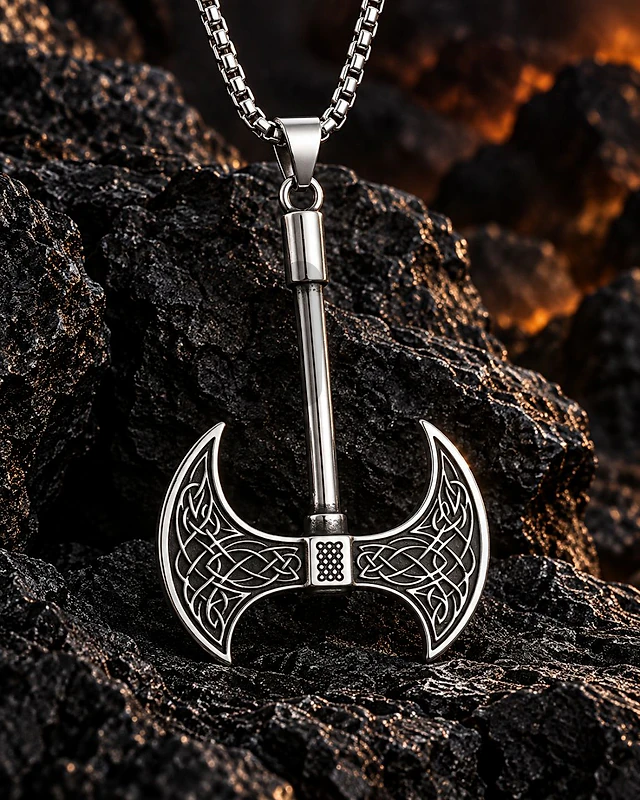 Men’s Viking Double Axe Pendant Necklace
