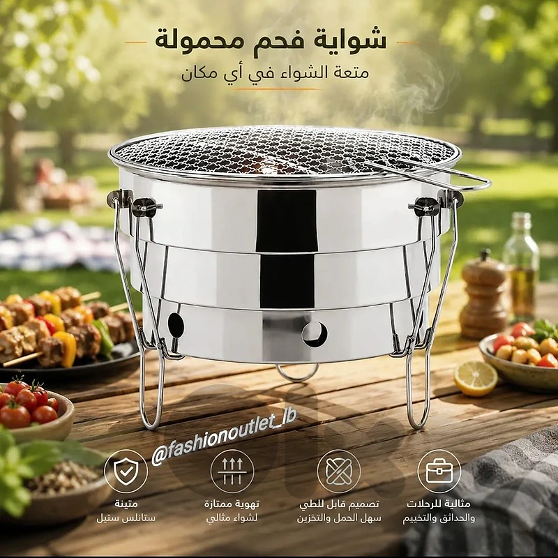 Portable Stainless Steel Charcoal Grill