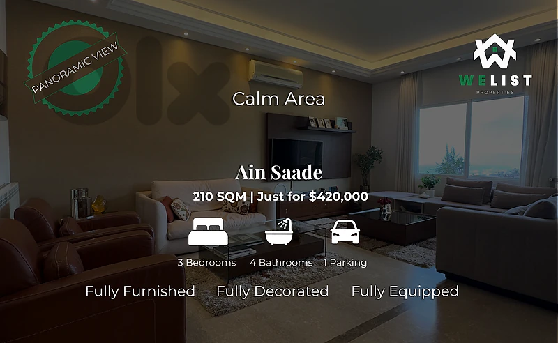 210sqm Apartment for sale in Ain Saade شقة للبيع في منطقة عين سعادة