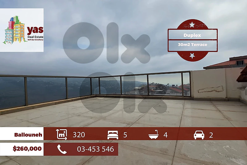 Ballouneh 320m2 | 30m2 Terrace | Duplex | Astonishing VIew | TO