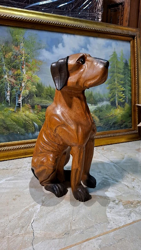 Majestic Carved Hound Dog Statue