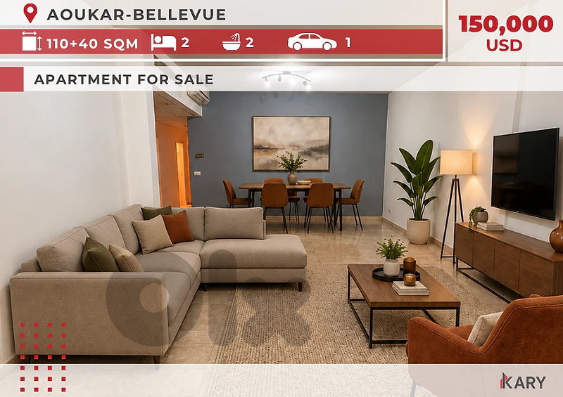 110+40m2 Terrace Apartment for Sale in Aoukar  للبيع في عوكر