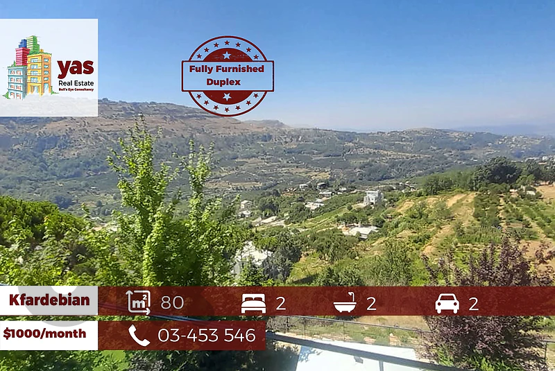 Kfardebian 80m2 | Duplex Chalet | Furnished | Open View | Rent | JO |