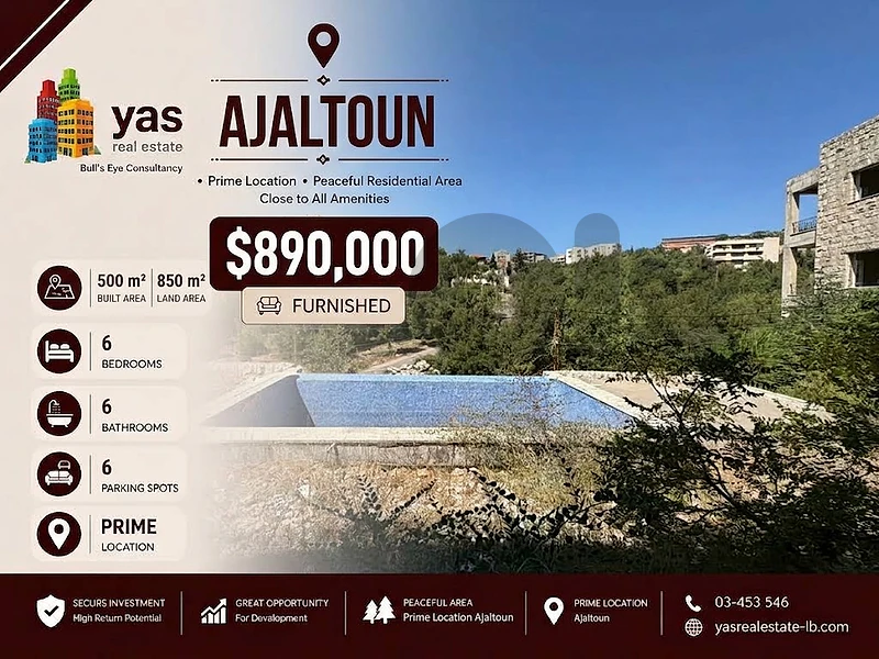 Ajaltoun 500m2 | 850m2 Land | Furnished Villa | Swimming Pool | TYT