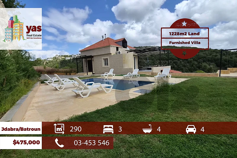 Jdabra/Batroun 290m2 | 1228m2 Land | Furnished Villa | Unique |  MCH