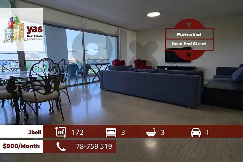 Jbeil 172m2 | Furnished | Dead End Street | Prime Location | MCH/EH