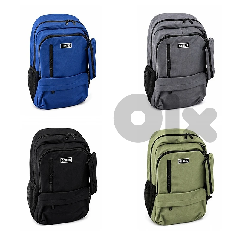 Genius 3+1 Backpack with Detachable Pencilcase 17 Inch - حقيبة ظهر