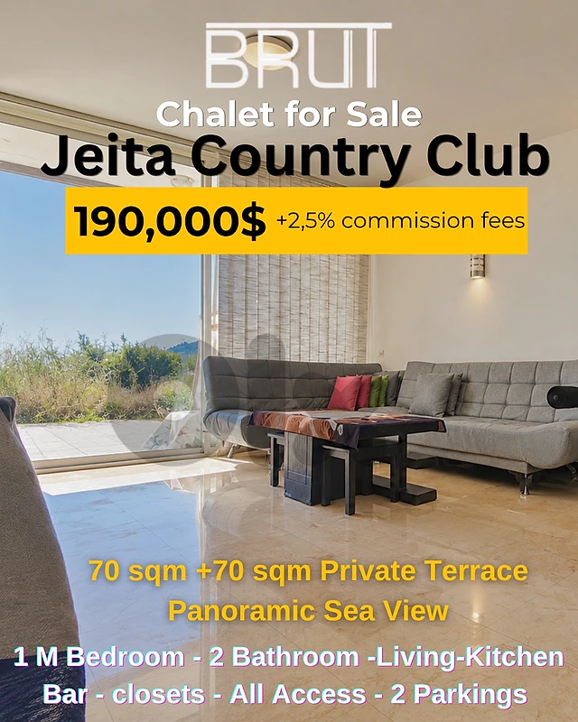 70 sqm +70 sqm Terrace Chalet for sale in Jeita Country Club