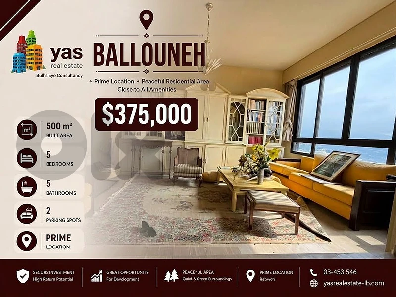 Ballouneh 500m2 | Duplex | Well Maintained | Panoramic VIew | TYT