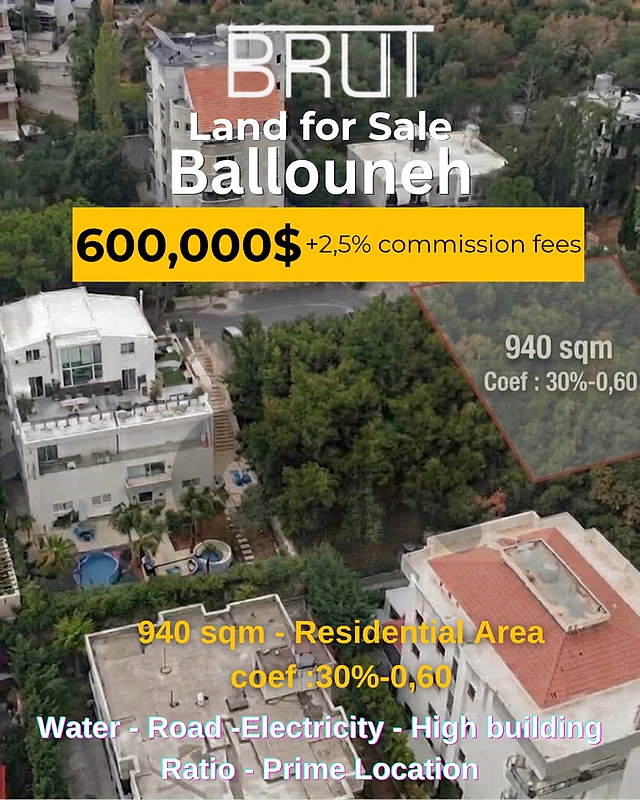 Prime Land for sale in Ballouneh keserwan!