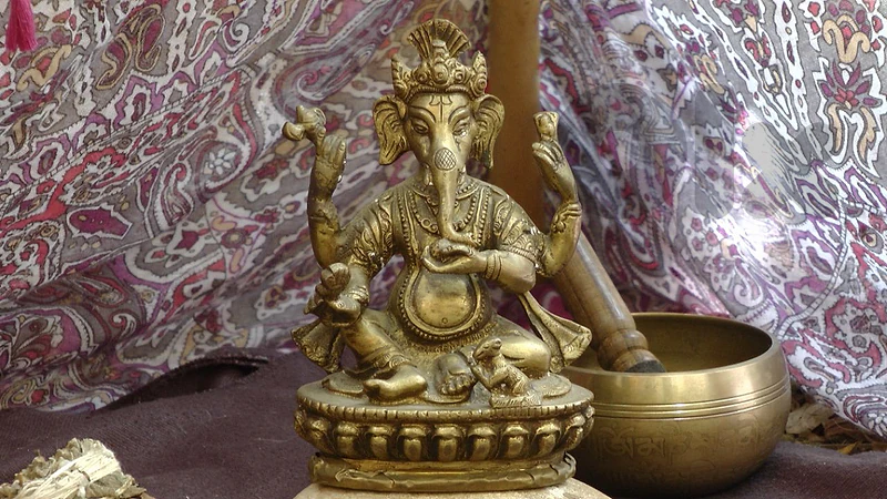 Vintage Brass Seated Ganesha Statue