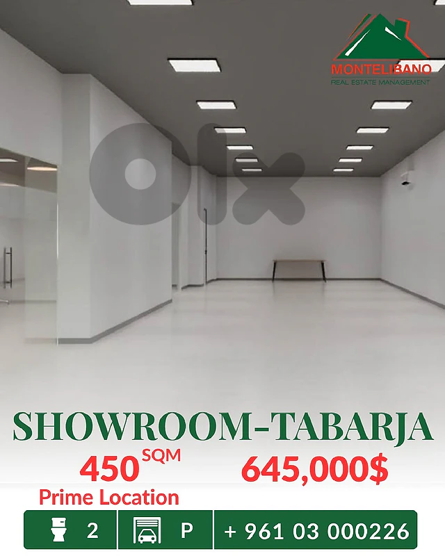 Prime Location 450 sqm Showroom For Sale in Tabarja طبرجا
