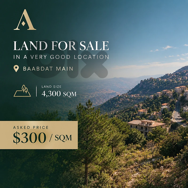 4300 sqm Land for Sale in Baabdat | Prime Location