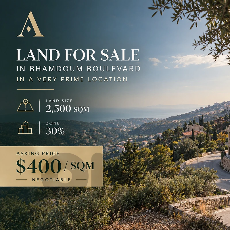 2500 sqm Land for Sale in Bhamdoun Boulevard | Prime Location
