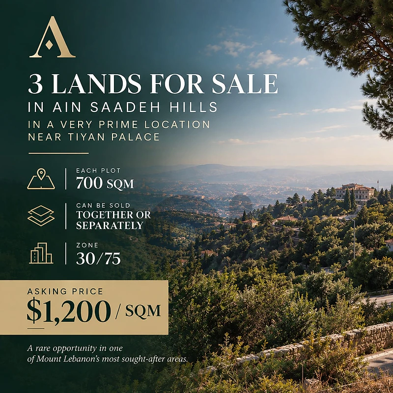 3 Land Plots for Sale in Ain Saadeh Hills | Prime Location