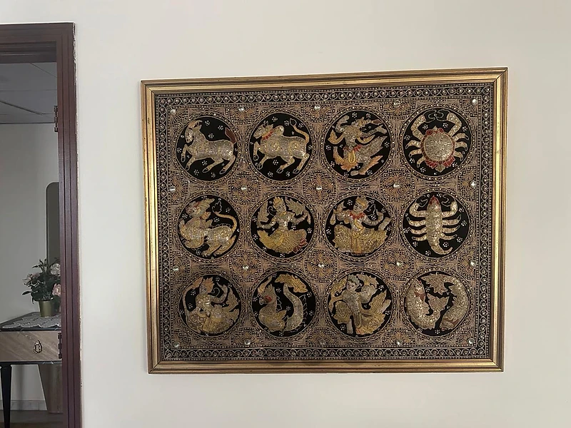Traditional Oriental Embroidered Wall Panel