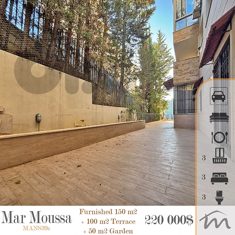 Mar Moussa - Baabdat | Furnished 150m² + 150m² Terrace-Garden | View