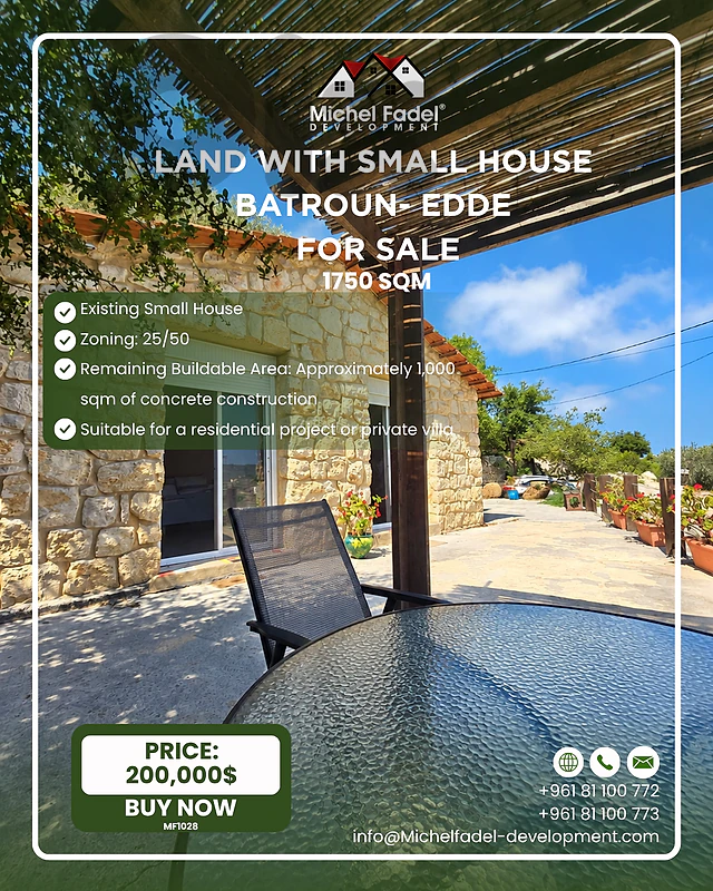 MF1028-Land with Small House in Batroun Edde for Sale