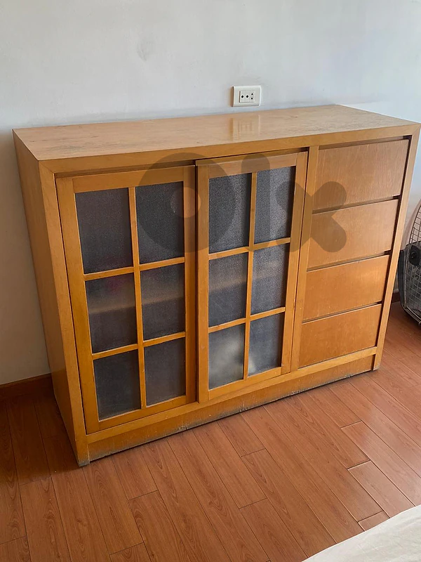 Large Wooden Storage Cabinet - خزانة / بوفيه خشب كبيرة مع جوارير ودرف