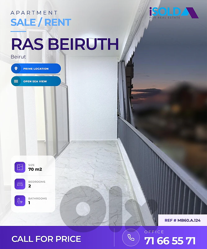 Apartment+Sea View 4Sale/Rent in RasBeirut - شقة بيع/اجار في رأس بيروت