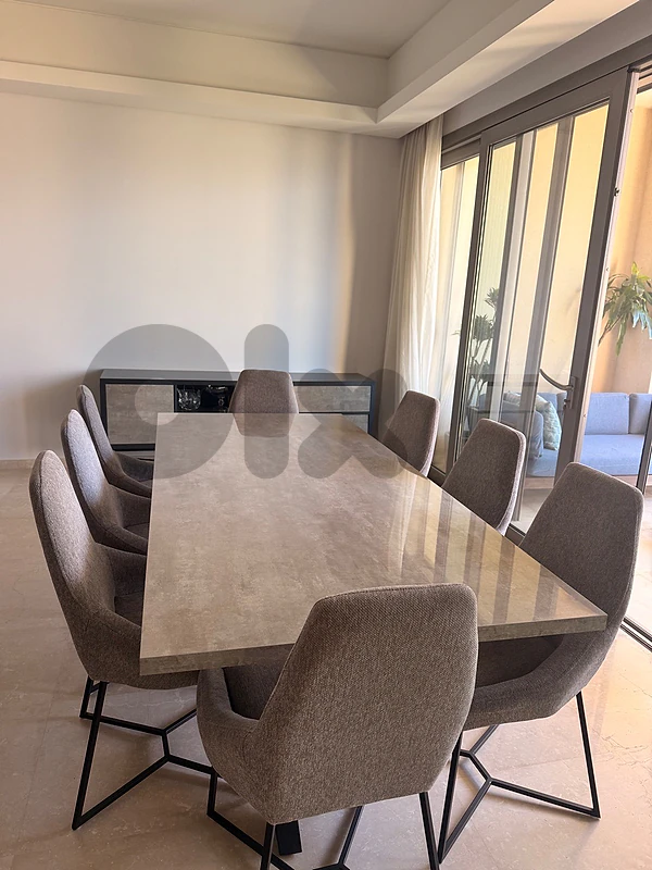 Modern Dining Set – Marble-Effect Wooden Table + 8 Chairs + Sideboard