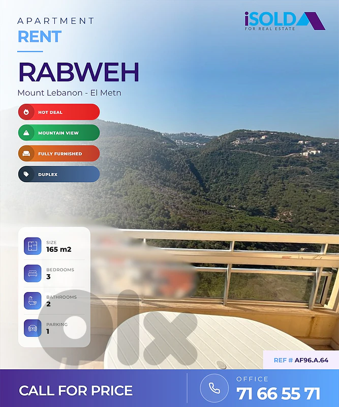 Duplex Apartment+Mountain View 4Rent in Rabweh-شقة للاجار في ربوه
