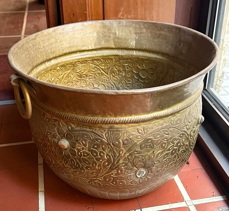 Large Vintage Style Brass / Metal Planter