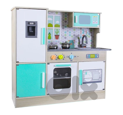 Wooden Kitchen Playset With Fridge & Ice Crusher 95x29x91 CM - مجموعة