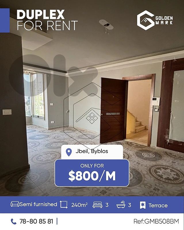 GMB508BM - Duplex For Rent in Jbeil- دوبلكس للأجار في جبيل