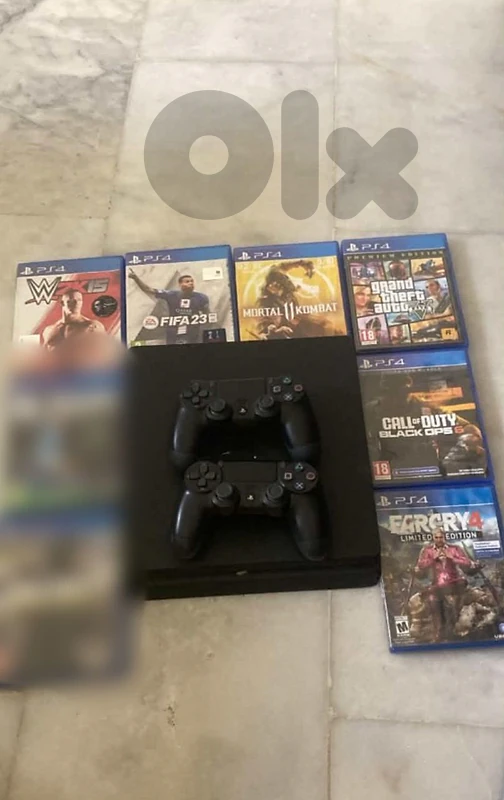 PS4 Slim 1TB + 8 Games (Black Ops 6 GTA V)+ 2Controllers & Cable