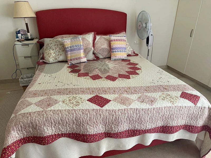 Beautiful queen size bed red upholstered