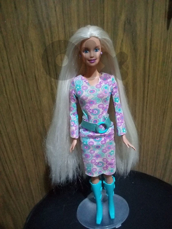MAGIC HAIR Barbie Long hair bending legs+own Dress+Boots great doll=40