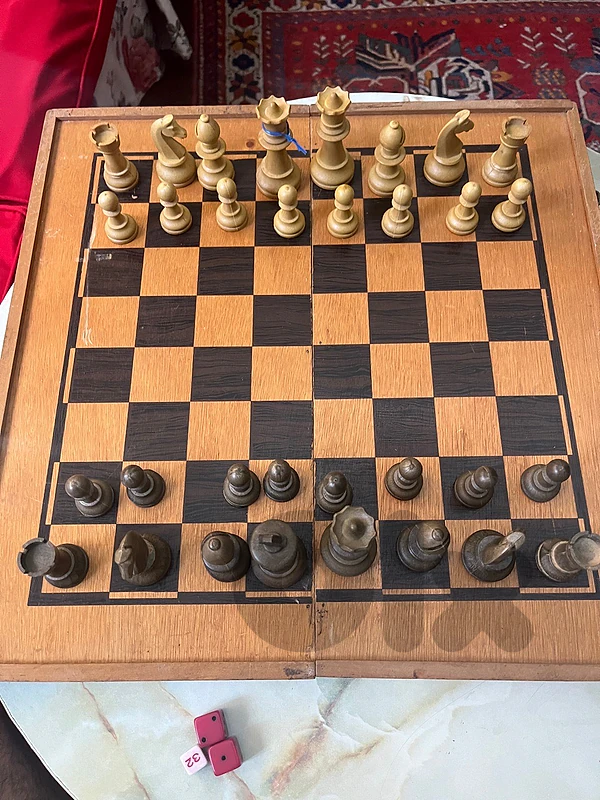 Jeu d'échecs & Backgammon vintage en bois – Estrela (Brésil)